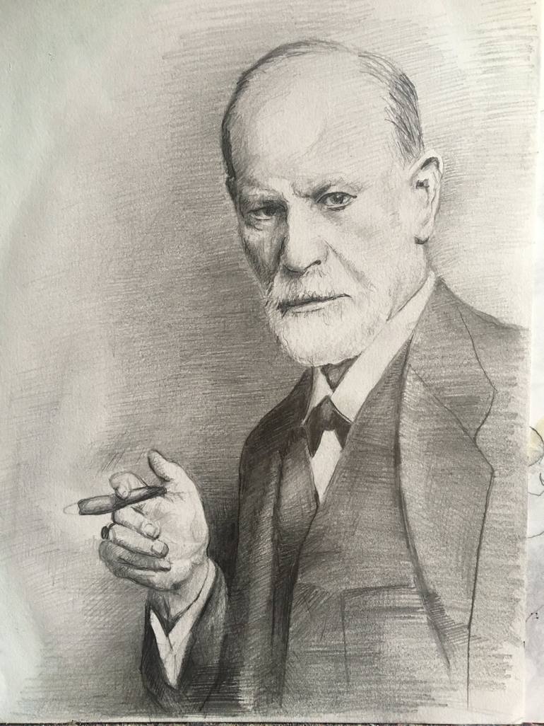 graphite portrait of Sigmund Freud Drawing by Christopher LoPresti ...