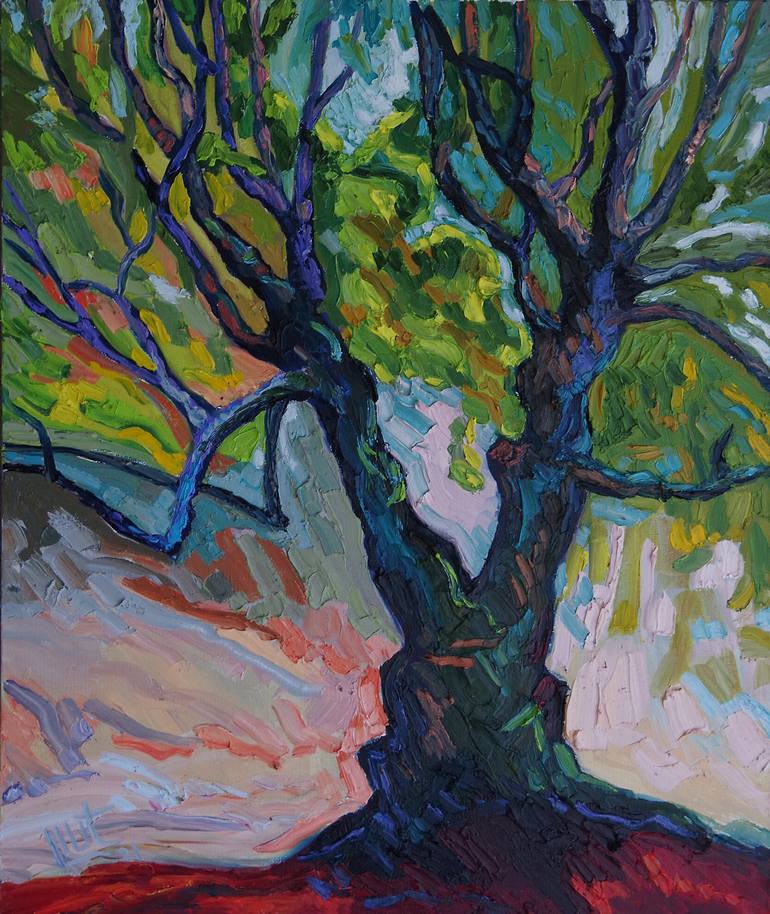 An Old Tree In Bright Colors Painting by Lilit Vardanyan | Saatchi Art