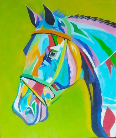 Multi Color Horse Painting on Canvas thumb