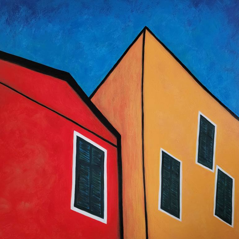 Original Architecture Painting by Anya Truskolaska | Color Field Painting Art on Canvas | Yang