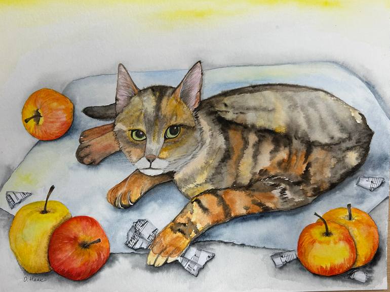 Original Animal Painting by Olga Haak  Illustration Art on Paper  Blank
