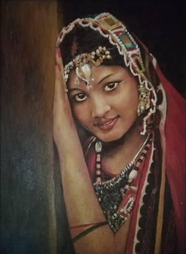 Original Art Deco Portrait Paintings by Hemantha Warakapitiya