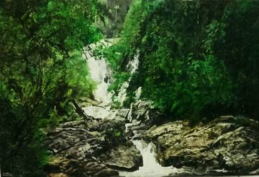 Original Art Deco Landscape Paintings by Hemantha Warakapitiya