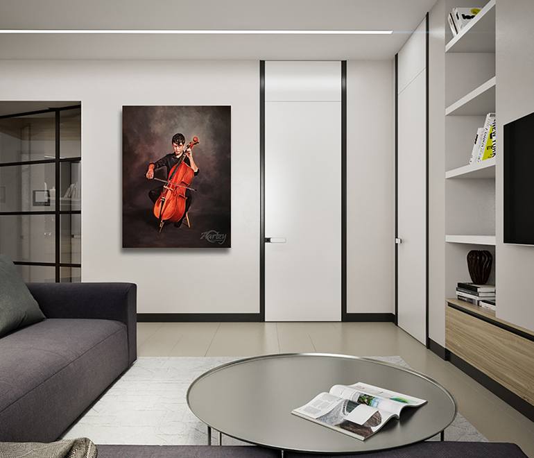 Original Art Deco Portrait Painting by Hemantha Warakapitiya