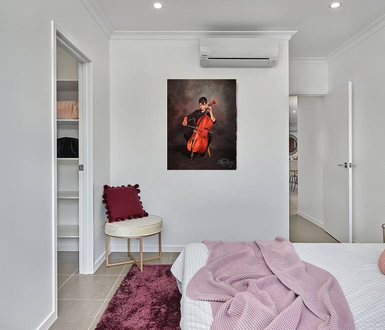 Original Art Deco Portrait Painting by Hemantha Warakapitiya