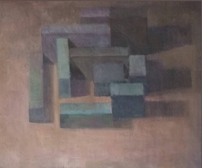Original Architecture Painting by Yannick Sauvage | Cubism Art on Canvas | PLAN ROSE