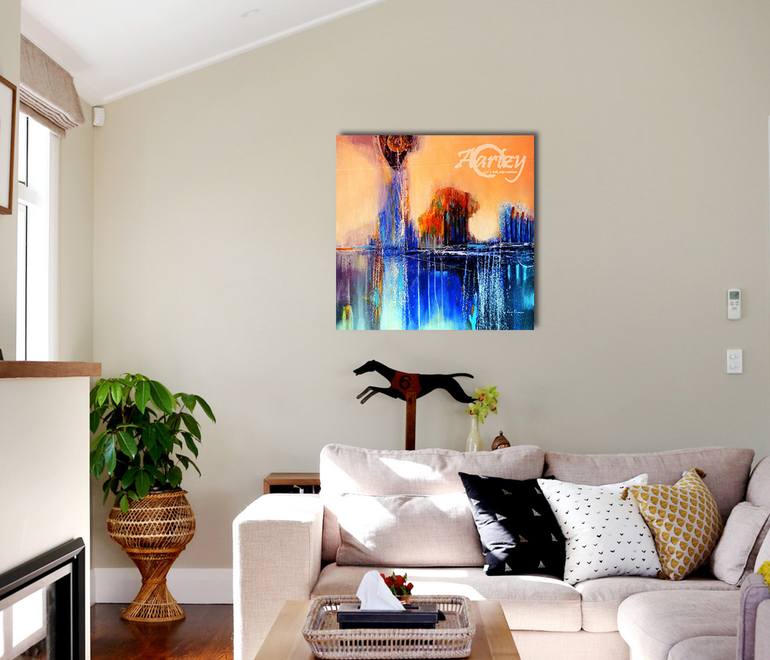 Original Art Deco Landscape Painting by Kasun Wickramasinghe