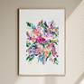 Framed Abstract Flower Watercolor Art