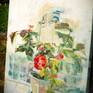 Side view of CAMELLIA in a pot oil painting