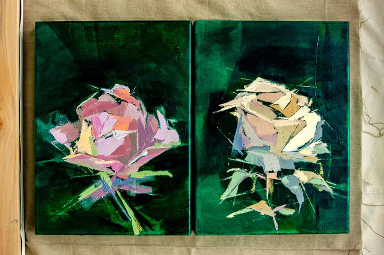 Original Abstract Floral Painting by Beatriz Vazquez