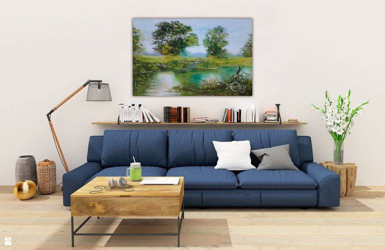 Original Art Deco Landscape Painting by Aryawansa Perera