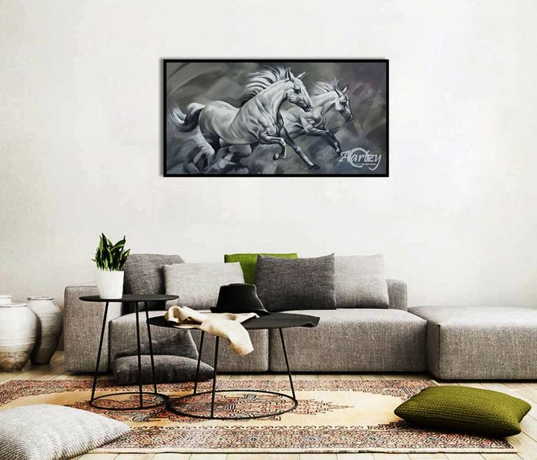 Original Art Deco Horse Painting by Aryawansa Perera