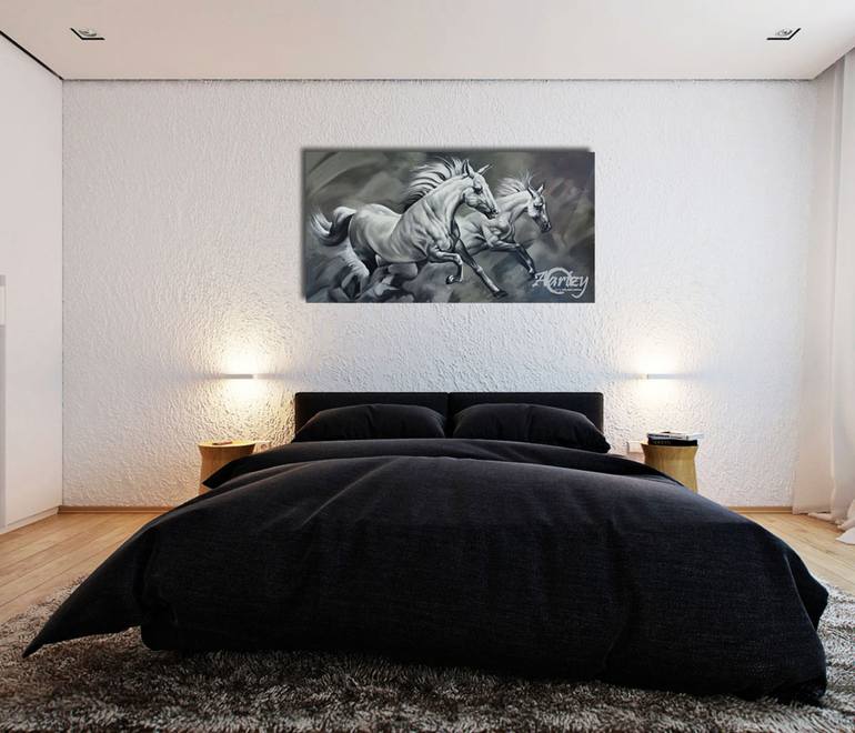 Original Art Deco Horse Painting by Aryawansa Perera