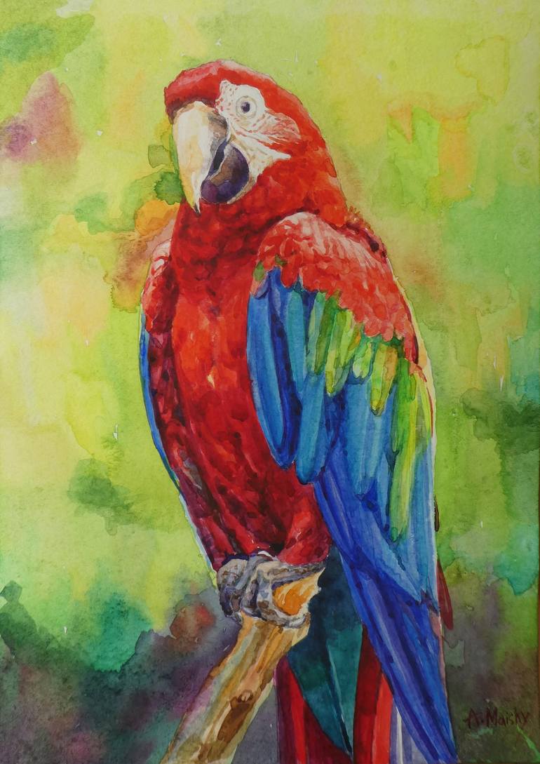 Red Parrot Painting By Andrey Maysky Saatchi Art