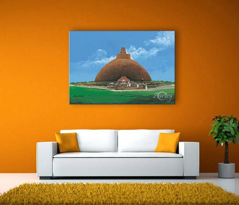 Original Art Deco Landscape Painting by Anura Srinath