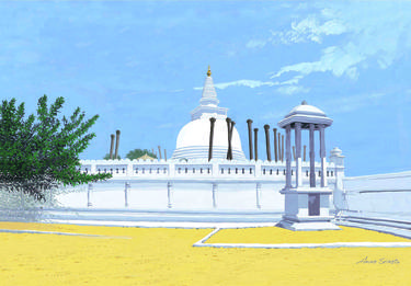 Original Art Deco Landscape Paintings by Anura Srinath