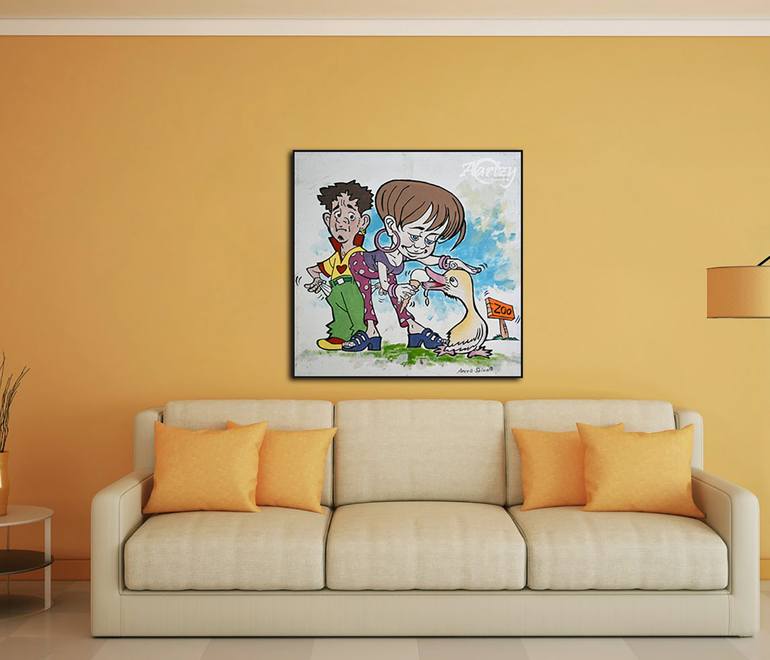 Original Art Deco Landscape Painting by Anura Srinath