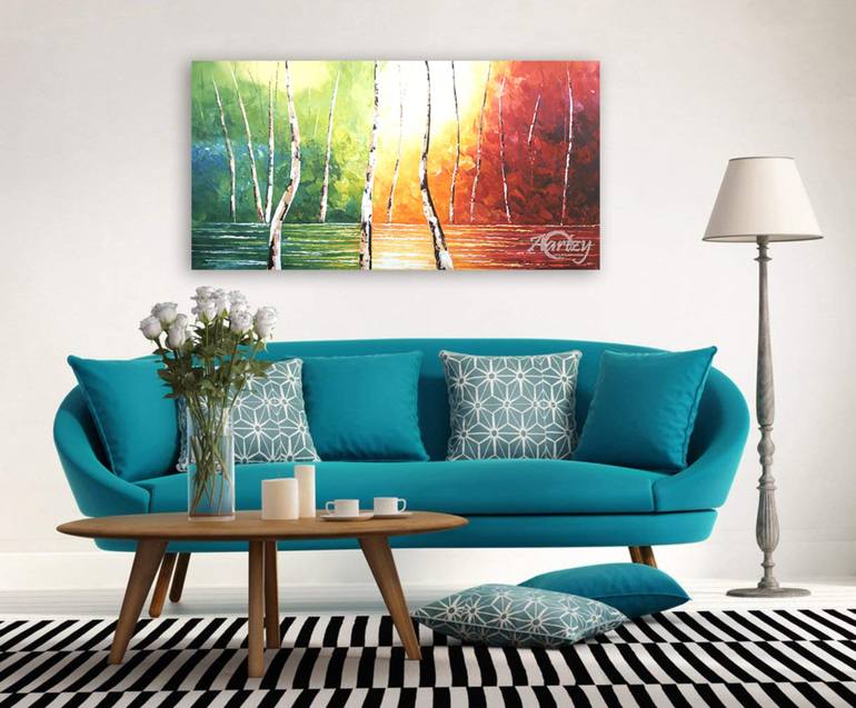 Original Art Deco Landscape Painting by Sandaruwan Perera