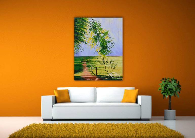 Original Art Deco Landscape Painting by Sandaruwan Perera