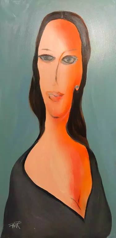 Original Art Deco Portrait Paintings by Sahar Fallahian