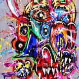 EVIL JORDAN, 2025, mixed media on canvas, 120x90cm by Marc Jung