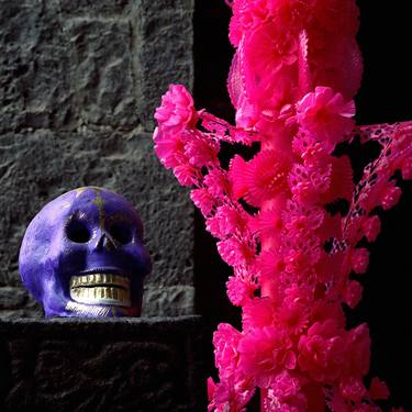 "Skull with hot pink candle" 1967 Anahuacalli Museum, Mexico City thumb