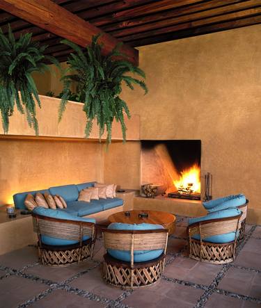 "Fireplace with equipales" 1989, La Peña, Valle de Bravo, Mx thumb