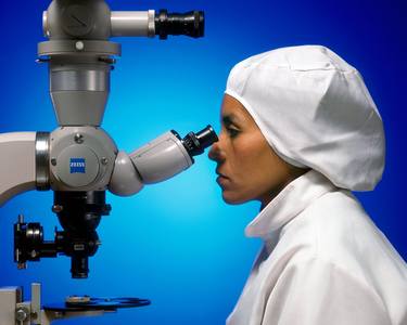 “Zeiss microscope with technician" 1997 Zeiss Mexico City thumb