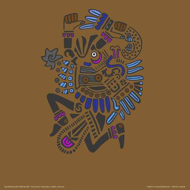 "Quetzalcoatl bailando" Ancient Mexican codex, brown thumb