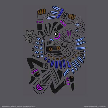 "Quetzalcoatl bailando" Ancient Mexican codex, gray thumb