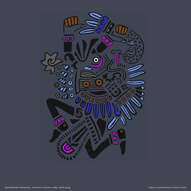 "Quetzalcoatl bailando" Ancient Mexican codex, dark gray thumb