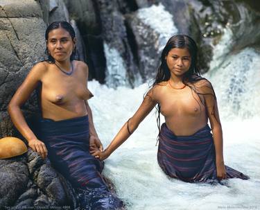 "Two girls in the river" 1968.  Costa Chica, Oaxaca, Mexico. thumb