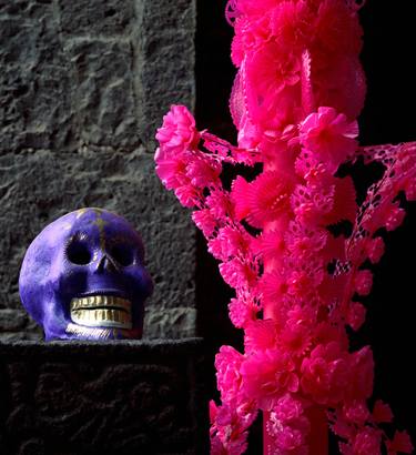 "Skull with hot pink candle"  Museo Anahuacalli, Mexico City.  Limited Edition of 9. thumb