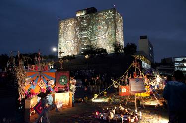 "Huichol offerings at the foot of the library" 2012 Campus UNAM thumb