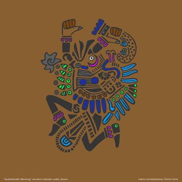 "Quetzalcoatl dancing" brown, Ancient Mexican codex thumb