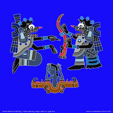 “Black death and fertility”royal blue, Codex Fejervary Mayer, sheet 37. - Limited Edition of 9 thumb