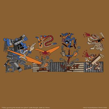 "Tlaloc growing the sacred corn plant." Codex Borgia 20, brown thumb