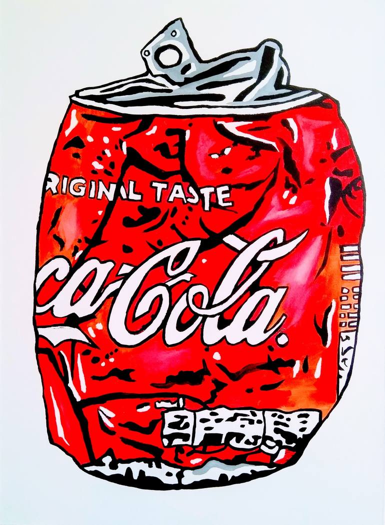 Smashed Coca Co;a can Painting by Paul Rinzo | Saatchi Art