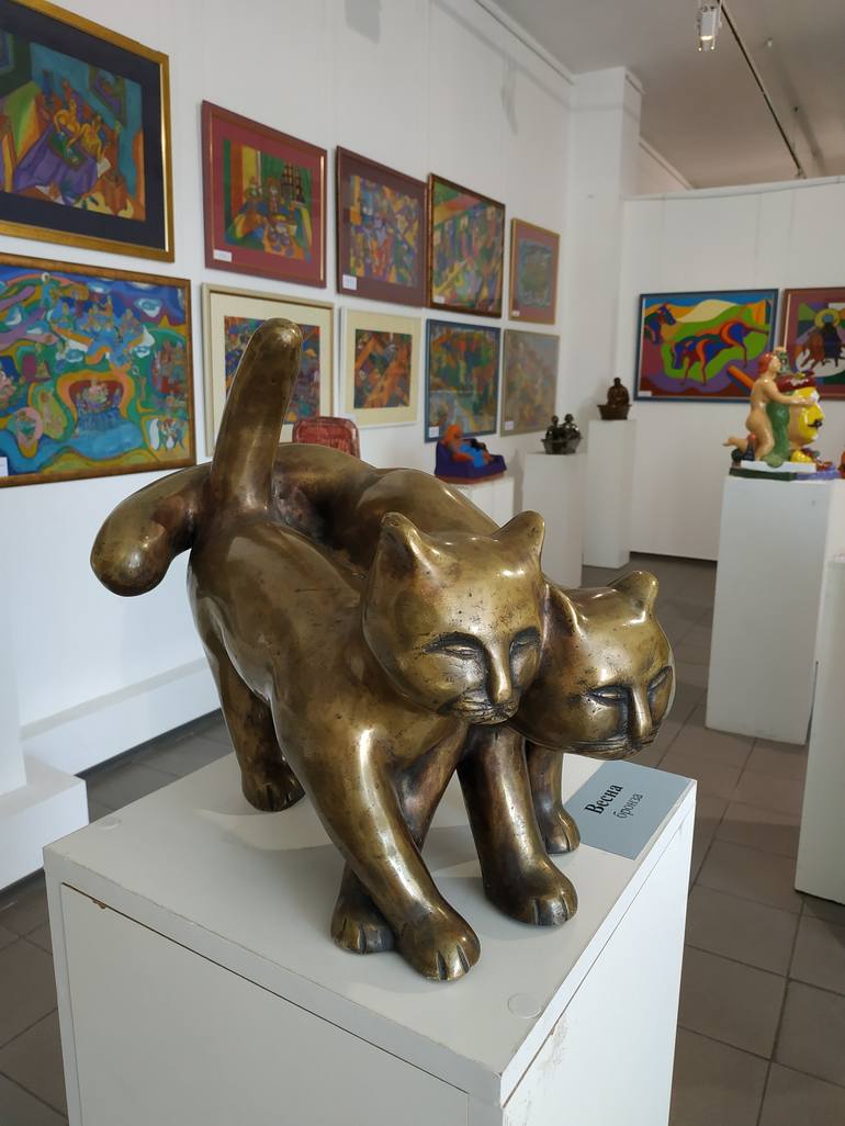 Original Figurative Cats Sculpture by Bohdan Bilinchuk