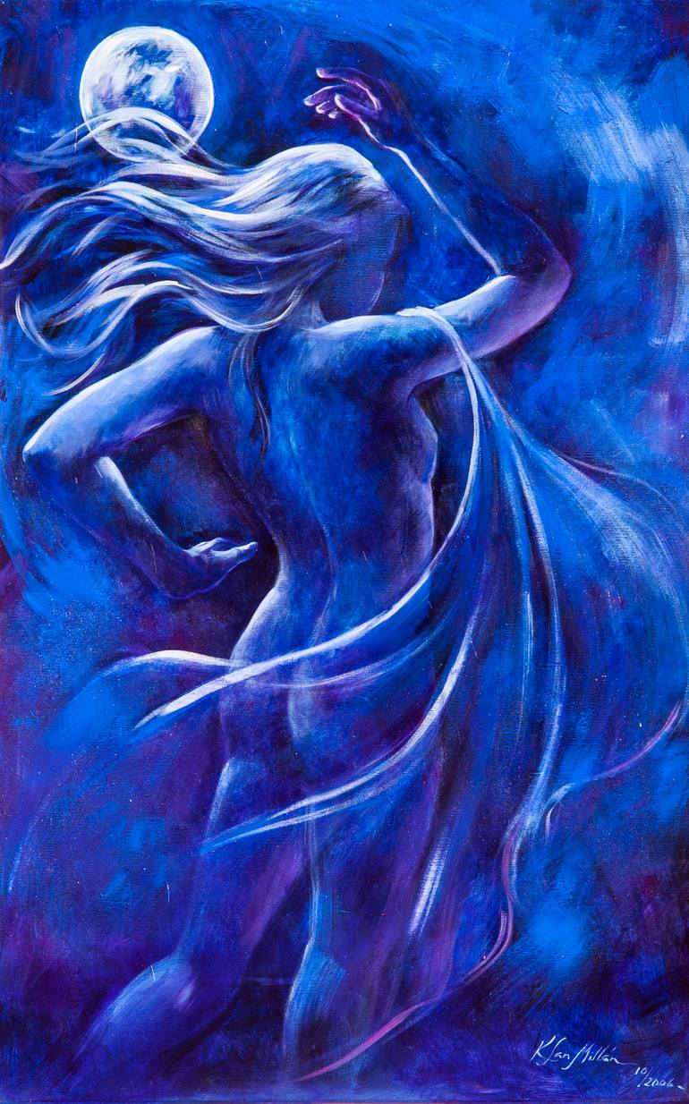 Hommage to Selene – Dance under the moon: 2007 Painting by Katia San ...