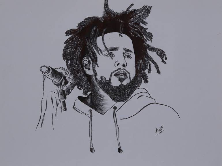 J Cole Drawing / First 2 songs from the fall off. - Guitar Rabuho