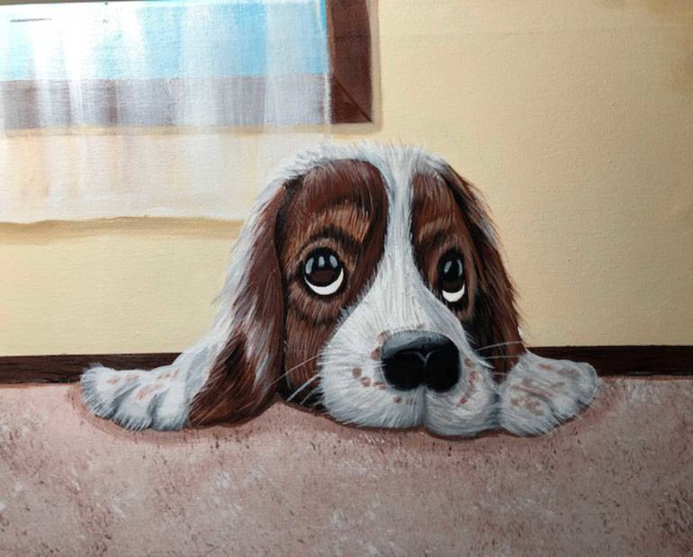 Sad Puppy Painting By Toby Simpson Saatchi Art