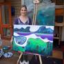 Tania Chanter in studio after just completed Meandering Road.