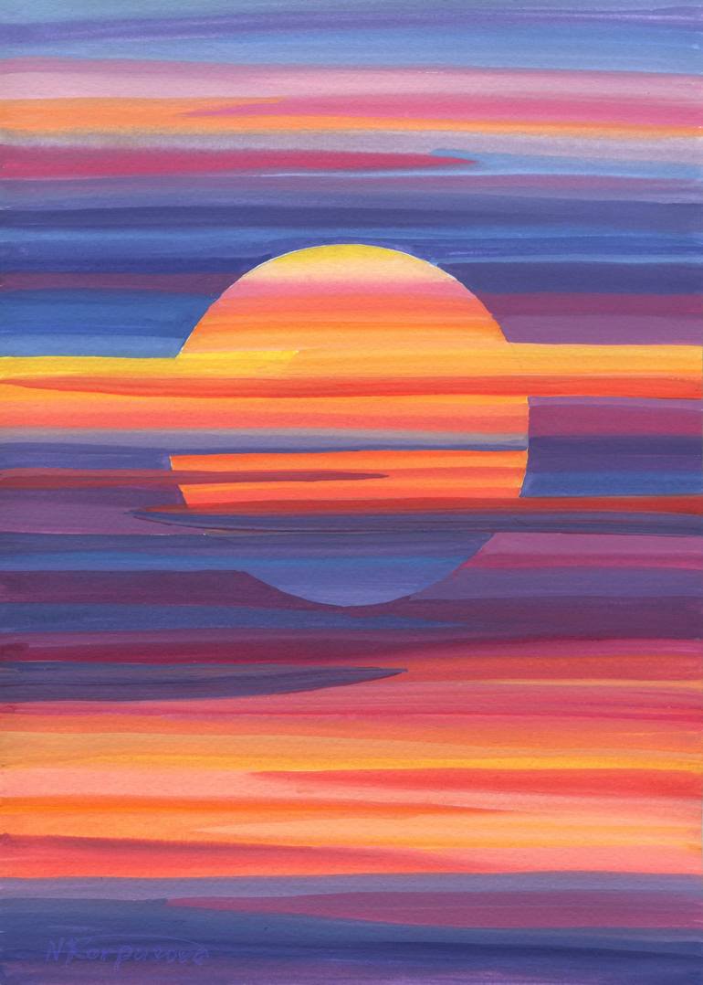 Abstract outlets sunset painting