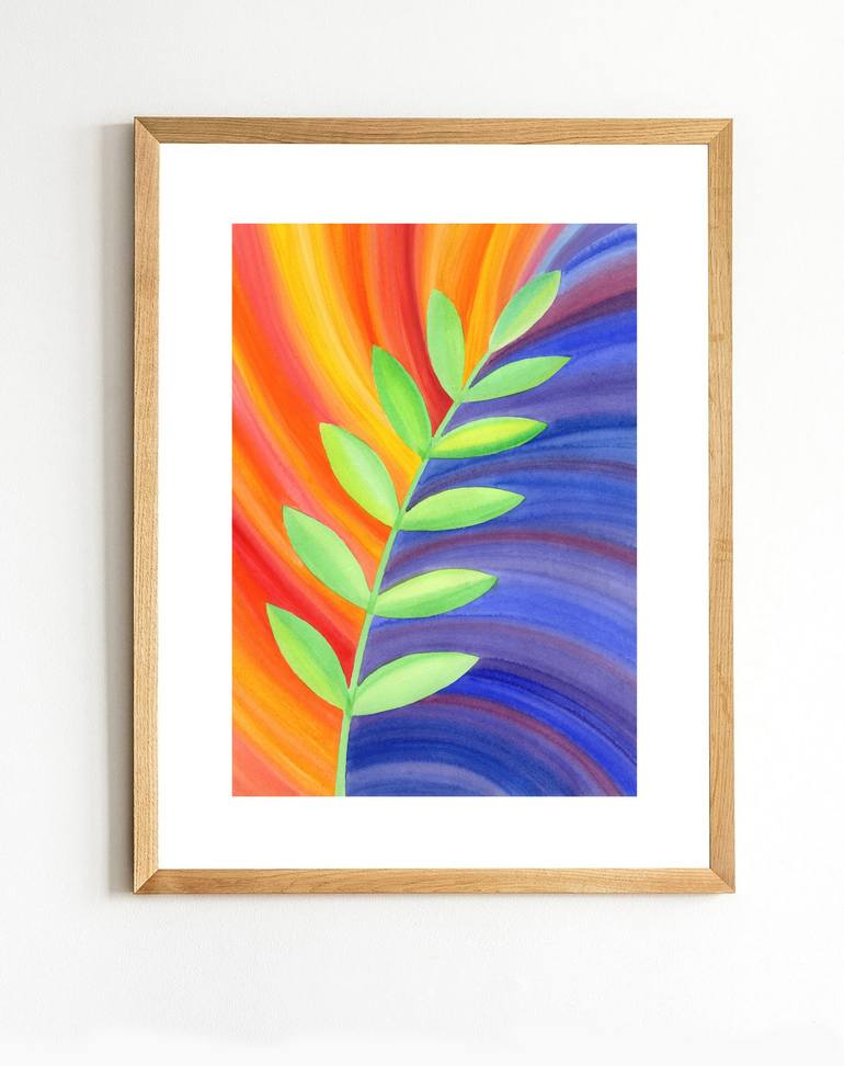 Original Abstract Botanic Painting by Nata Korpusova