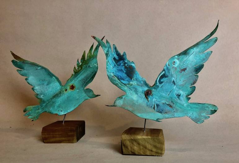 love birds Sculpture by Denice Bizot Saatchi Art