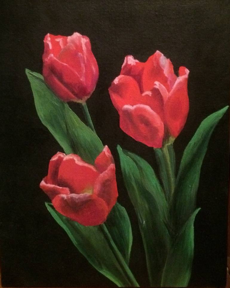 Tulips Painting by Viktoria Shevchuk | Saatchi Art