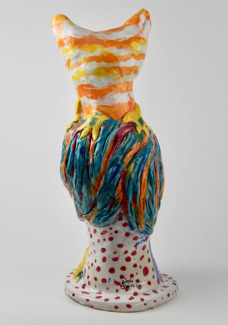 Original Expressionism Cats Sculpture by Linda Smith