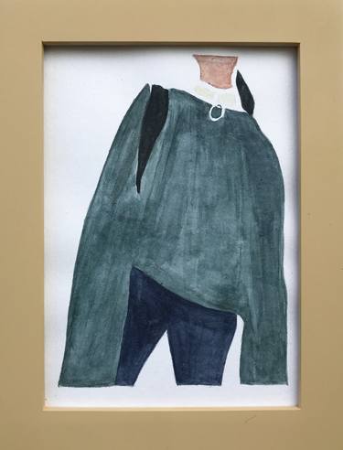 Original Watercolor Minimalism Painting Fashion Girl for Wall Decor Size 24x18 cm or 9x7 inch thumb