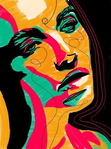 Print of Abstract Expressionism Portrait Digital by Juca Máximo